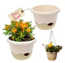 GarPet Blumentopf 2er Set Hängend mit Wasserspeicher Weiss Bild 2