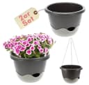 GarPet Blumentopf 2er Set Hängeampel Anthrazit mit Wasserstandsanzeiger Bild 2