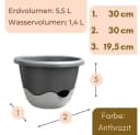 GarPet Blumentopf 2er Set Hängeampel Anthrazit mit Wasserstandsanzeiger Bild 3