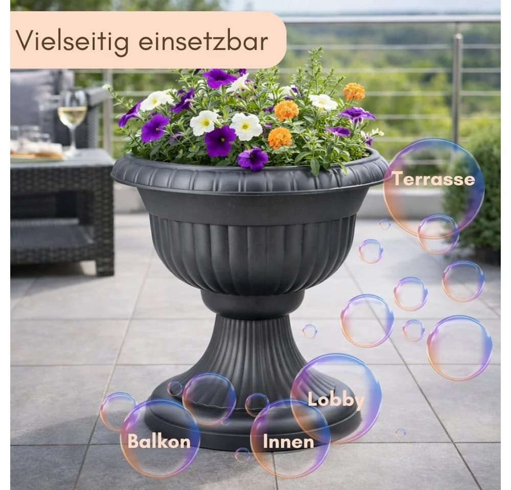 GarPet Blumentopf 2er Set Grau 30 cm - Bild 3