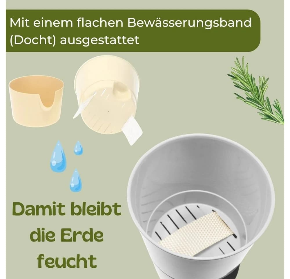 GarPet Kräutertopf 4er Set Selbstbewässernd Anthrazit - Bild 5