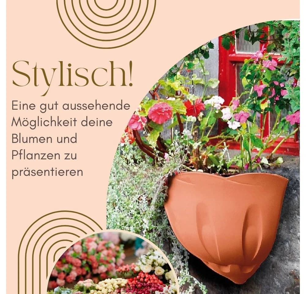 GarPet Wandblumentopf 4er Set Terrakotta Kunststoff - Bild 3