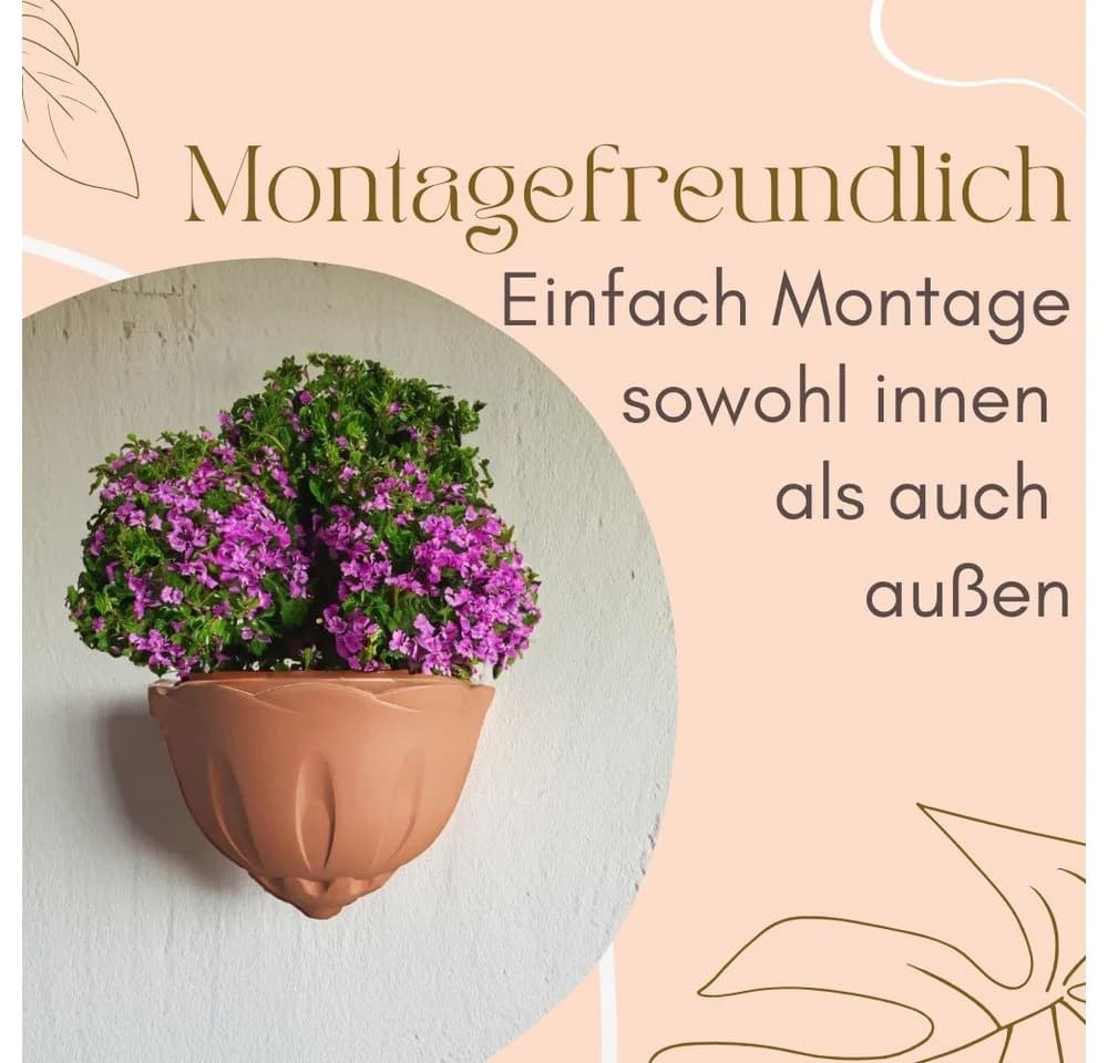 GarPet Wandblumentopf 4er Set Terrakotta Kunststoff - Bild 5