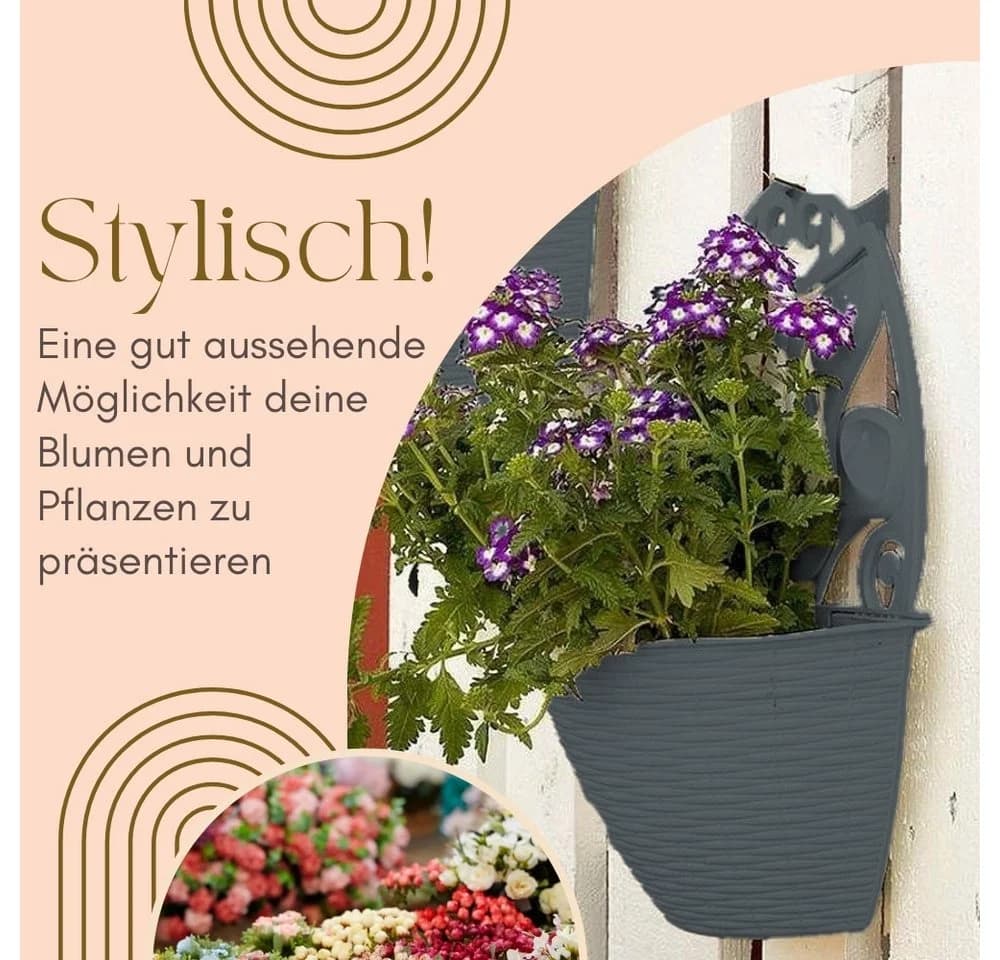 GarPet 4er Set Wandblumentöpfe Anthrazit Rattan - Bild 3