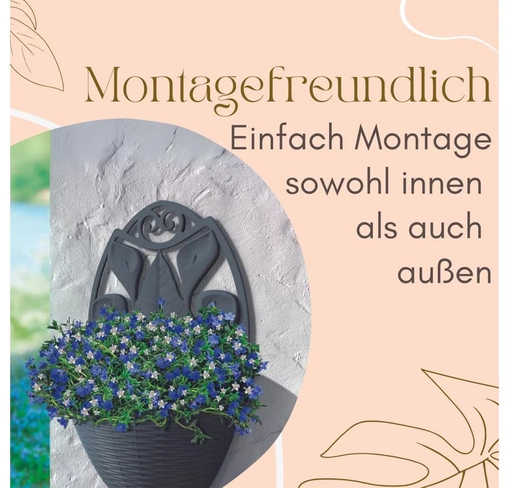 GarPet 4er Set Wandblumentöpfe Anthrazit Rattan - Bild 5