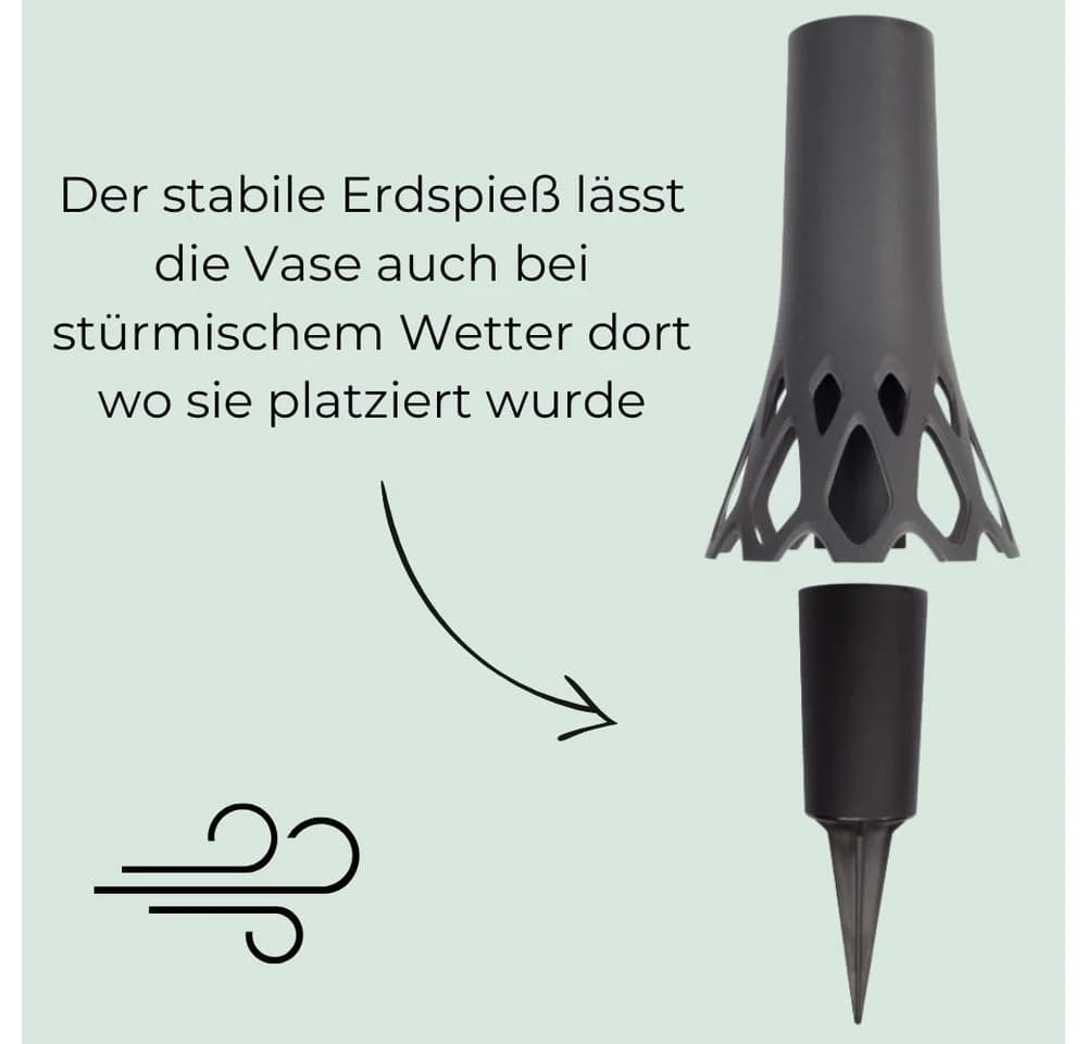 GarPet Grabvase 2er Set Anthrazit mit Erdspieß - Bild 4