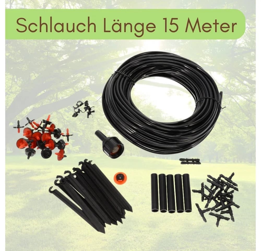 GarPet Bewässerungssystem 3er Set 15 m Tropfschlauch Garten