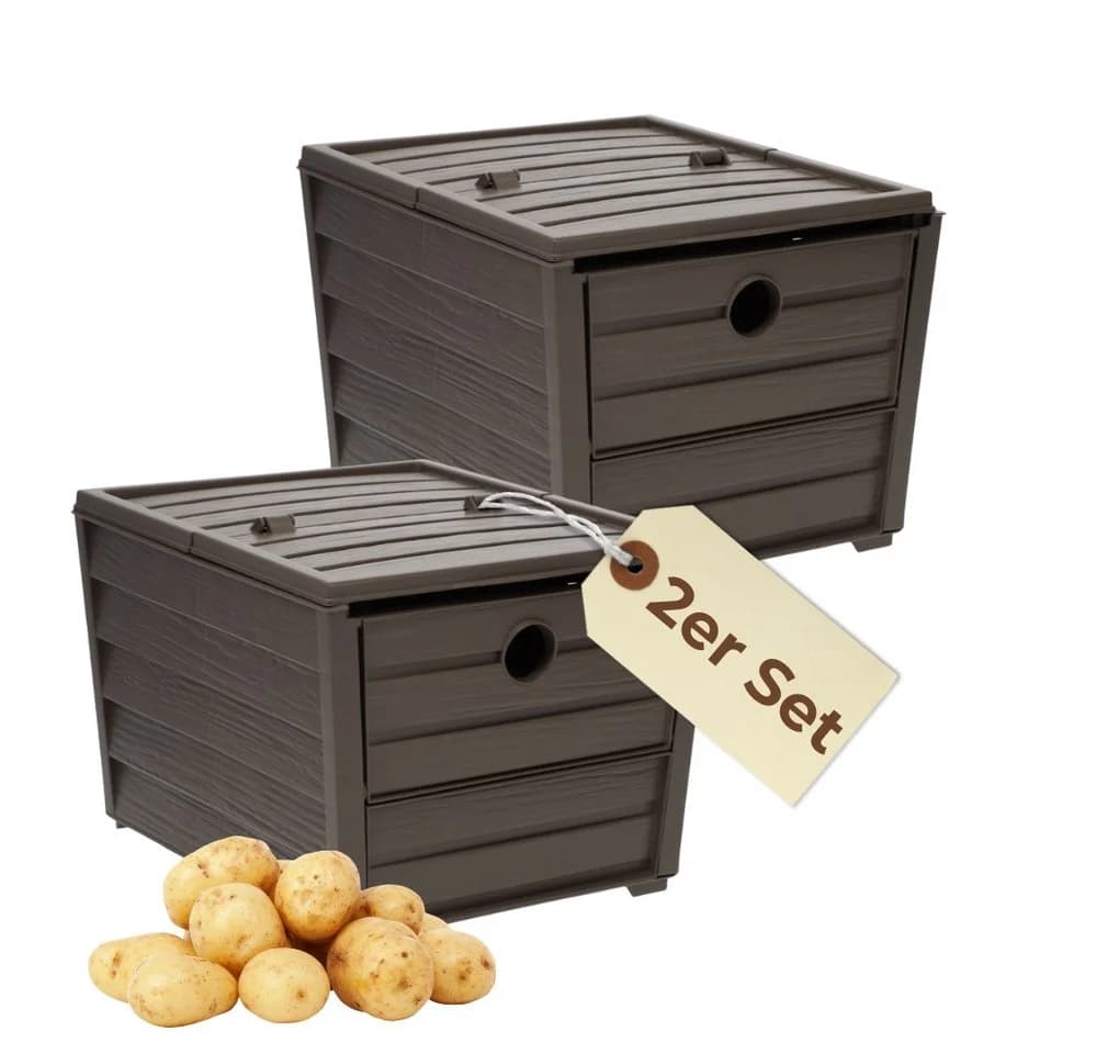 GarPet Kartoffelkiste 2er Set Braun Kunststoff Aufbewahrung Korb - Bild 2