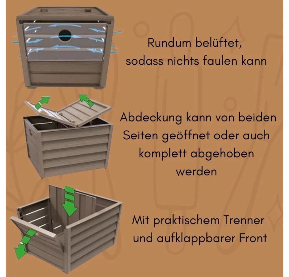 GarPet Kartoffelkiste 2er Set Braun Kunststoff Aufbewahrung Korb - Bild 3