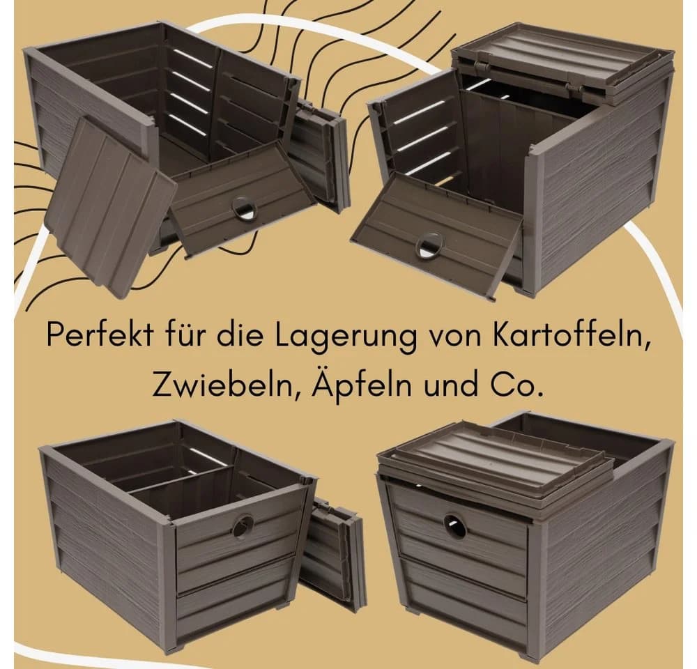 GarPet Kartoffelkiste 2er Set Braun Kunststoff Aufbewahrung Korb - Bild 5