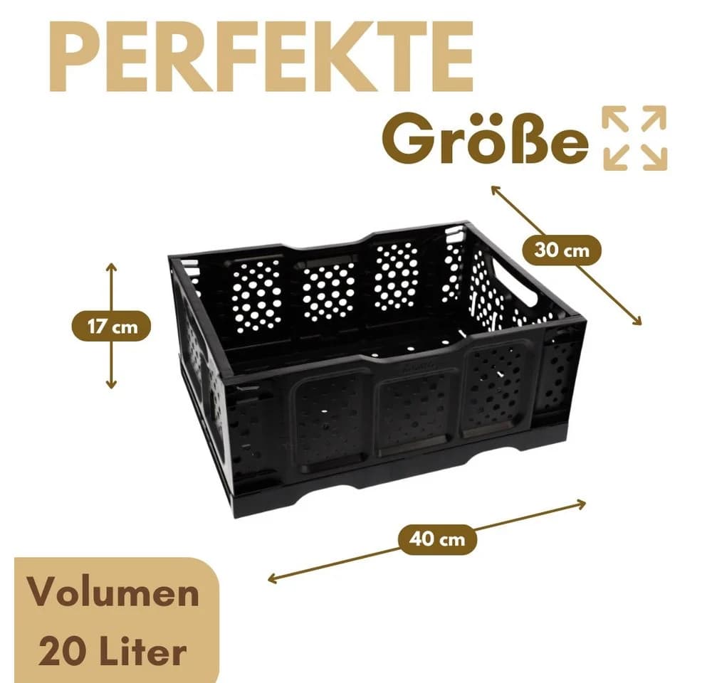 GarPet Klappbox 2er Set Schwarz Faltbar Stapelbar