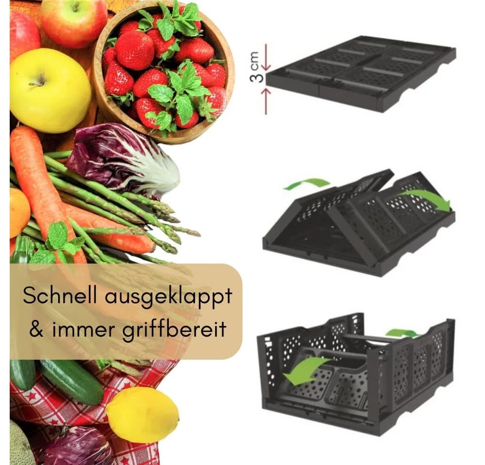 GarPet Klappbox 2er Set Schwarz Faltbar Stapelbar - Bild 3