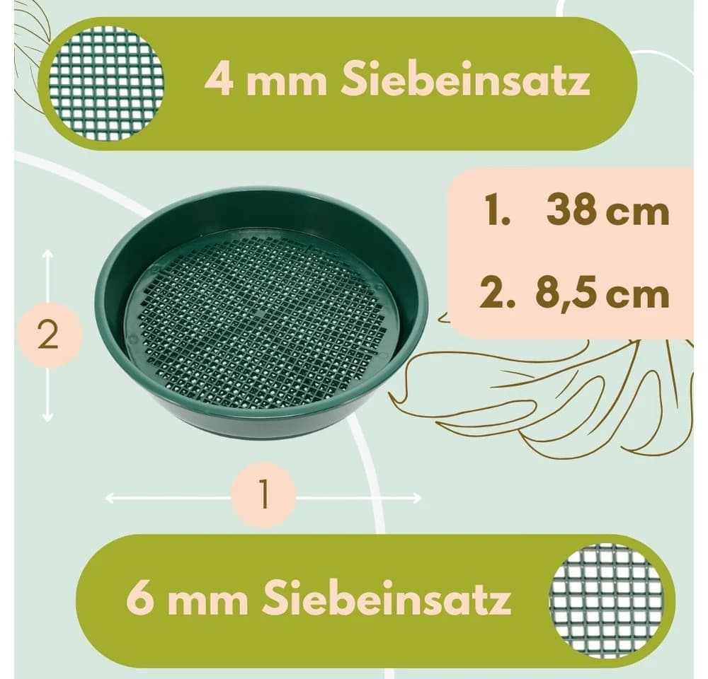 GarPet Gartensieb Erde 2in1 Erdsieb für Garten Sieb Sandsieb 4 - 6 mm Ø 38cm