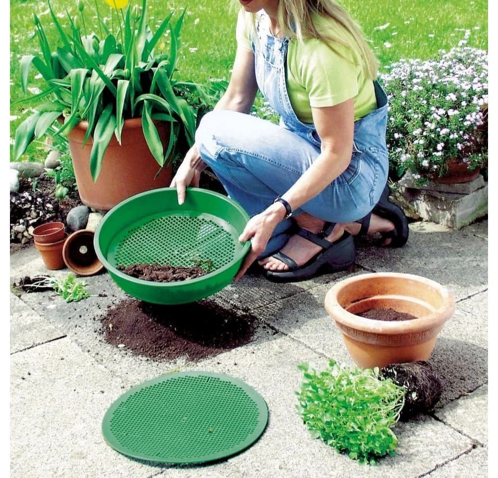 GarPet Gartensieb Erde 2in1 Erdsieb für Garten Sieb Sandsieb 4 - 6 mm Ø 38cm - Bild 3
