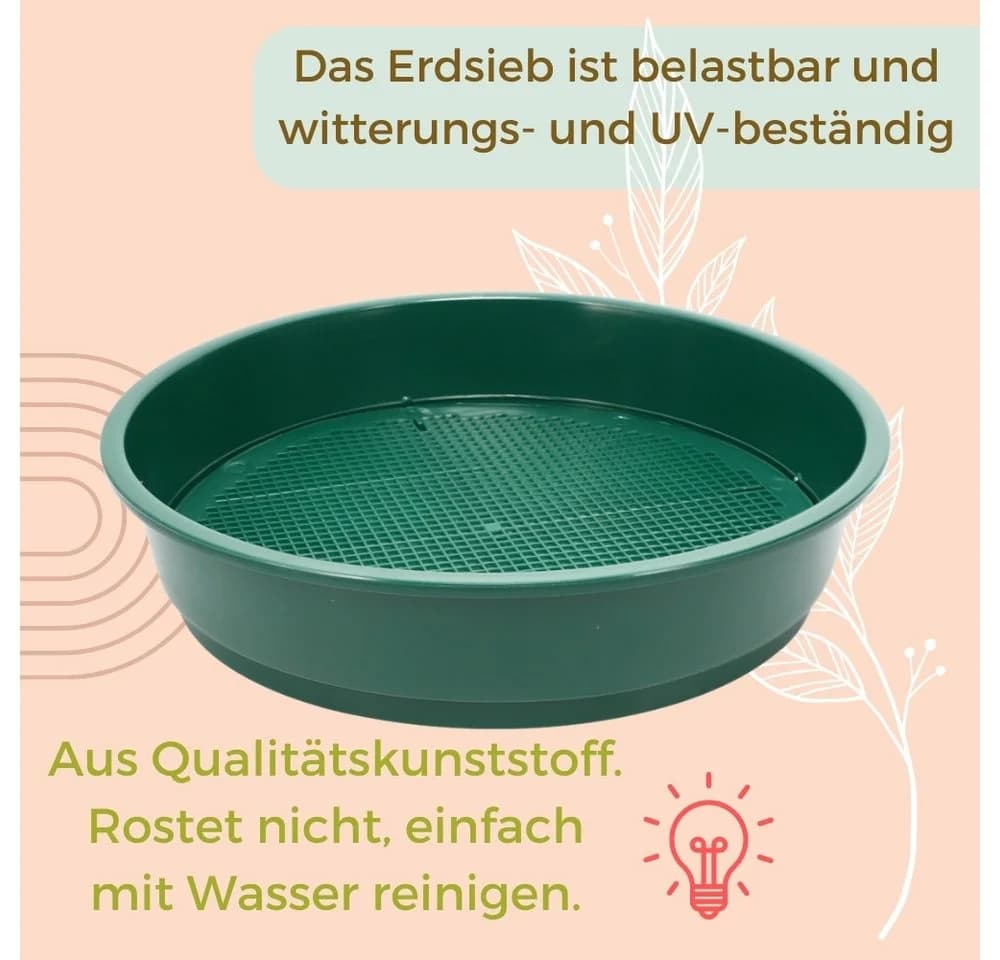 GarPet Gartensieb Erde 2in1 Erdsieb für Garten Sieb Sandsieb 4 - 6 mm Ø 38cm - Bild 4