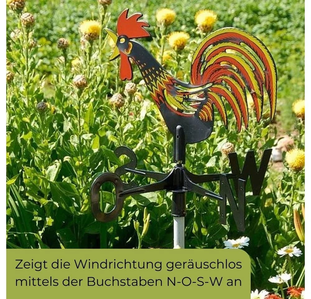 GarPet Wetterfahne Wetterhahn Garten Bunt Kunststoff Windanzeiger