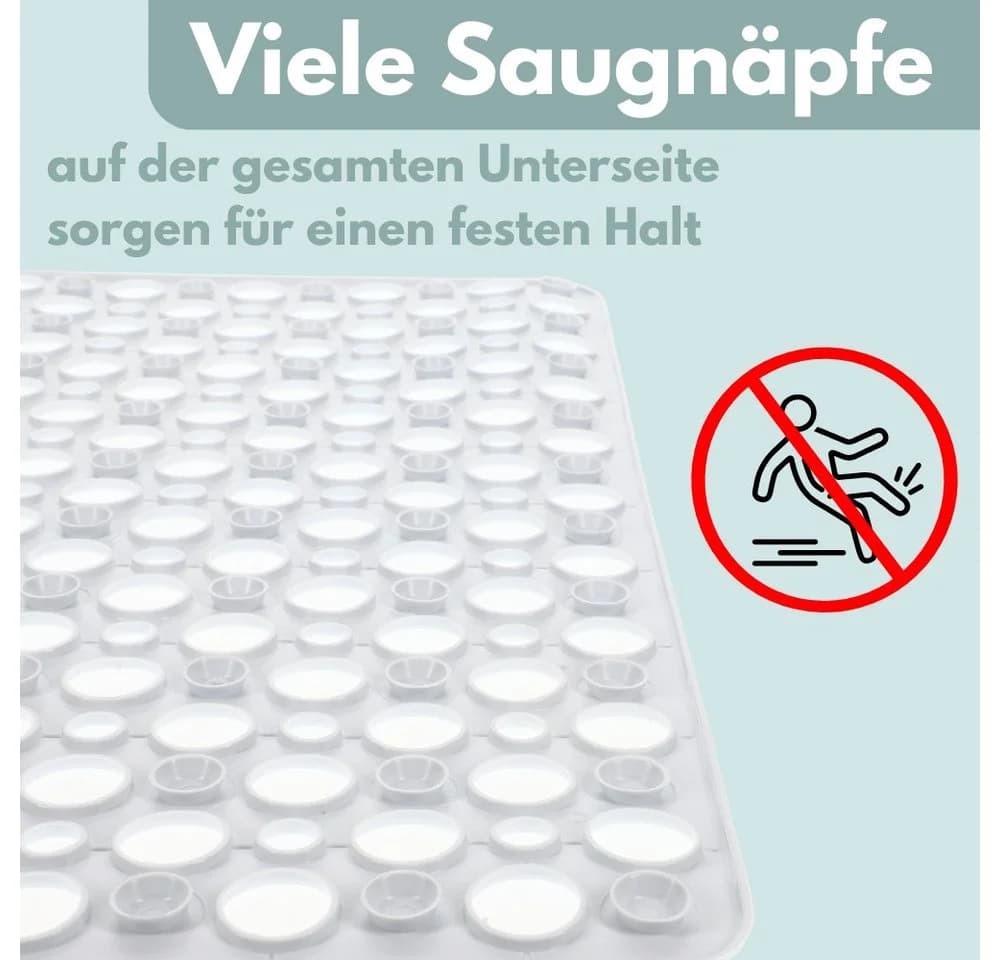 GarPet Duschmatte Rutschfest Weiß 53x53 cm mit Saugnäpfen - Bild 4