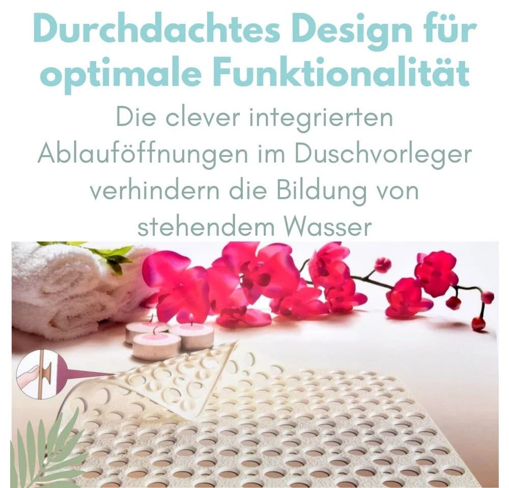 GarPet Duschmatte Rutschfest Weiß 53x53 cm mit Saugnäpfen - Bild 5