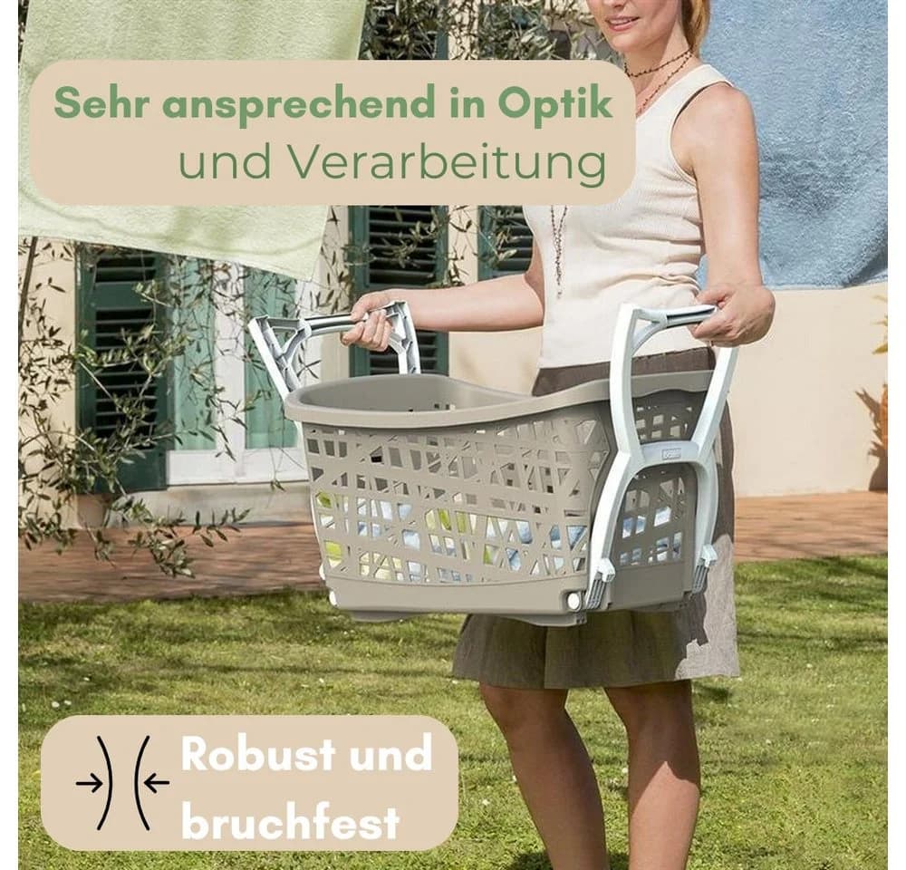 GarPet Wäschekorb mit klappbaren Füßen & Henkel, 44 L, Kunststoff - Bild 3