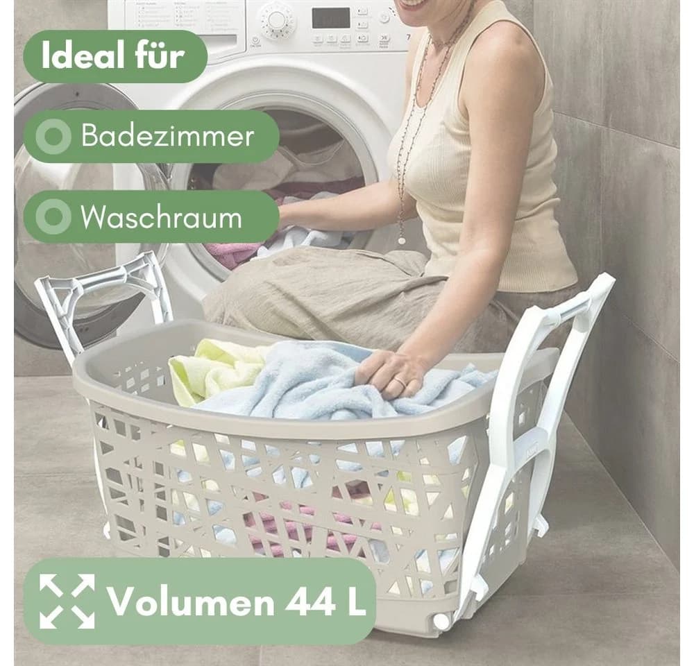 GarPet Wäschekorb mit klappbaren Füßen & Henkel, 44 L, Kunststoff - Bild 4