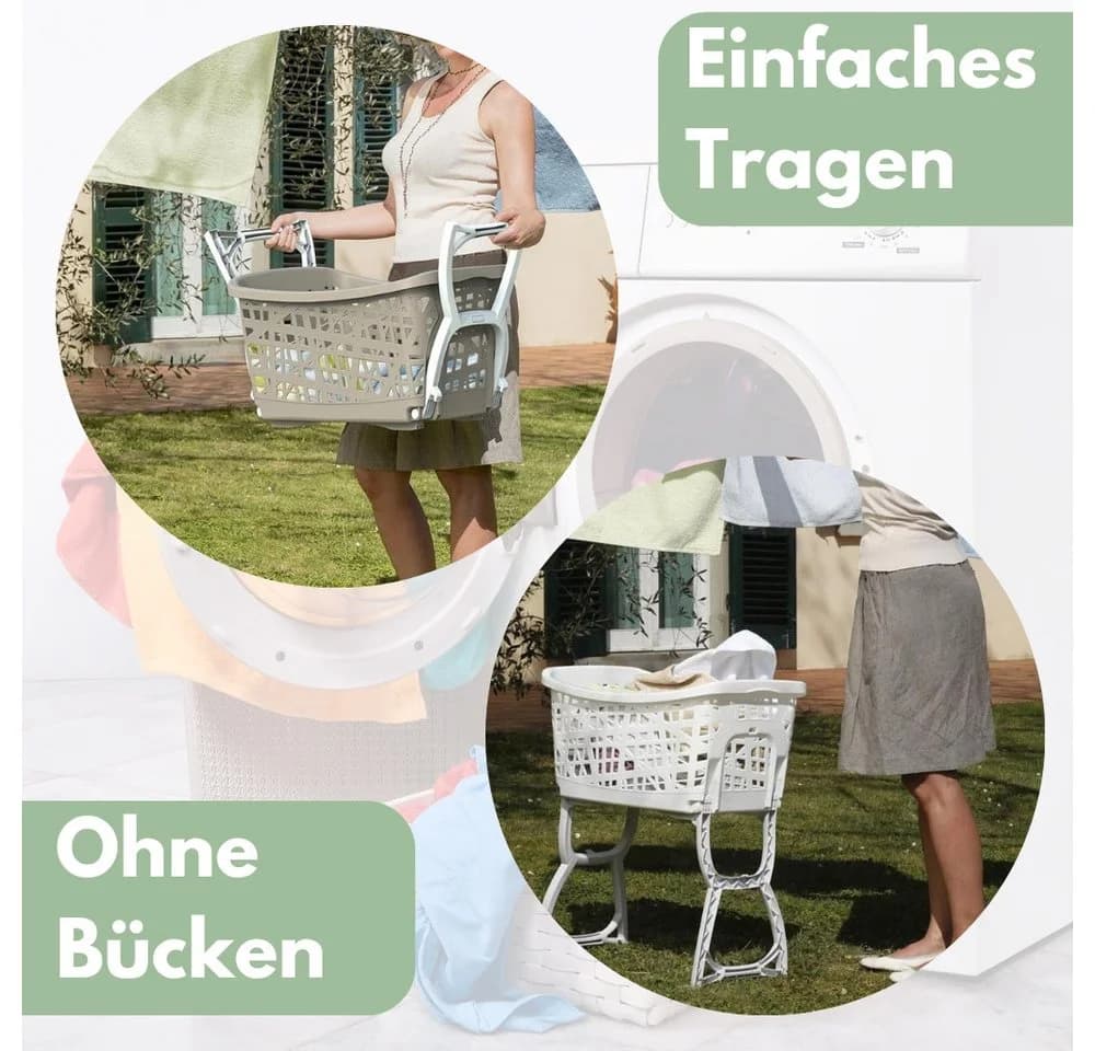 GarPet Wäschekorb mit klappbaren Füßen & Henkel, 44 L, Kunststoff - Bild 5