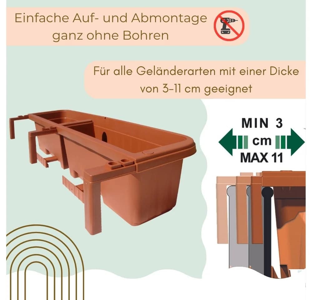 GarPet Balkonkasten mit Wasserspeicher und Halterung - Kunststoff - Bild 5
