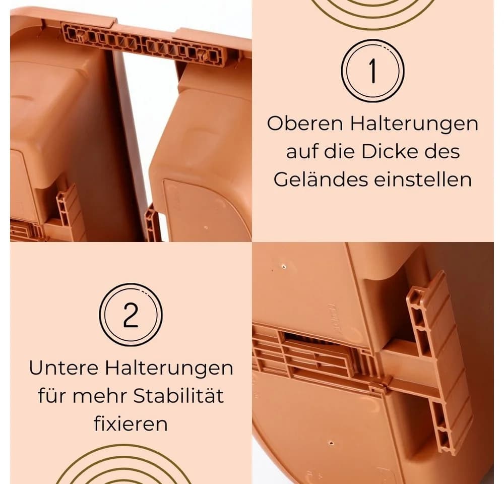 GarPet Beidseitiger Balkonkasten mit Wasserspeicher Terracotta - Bild 5