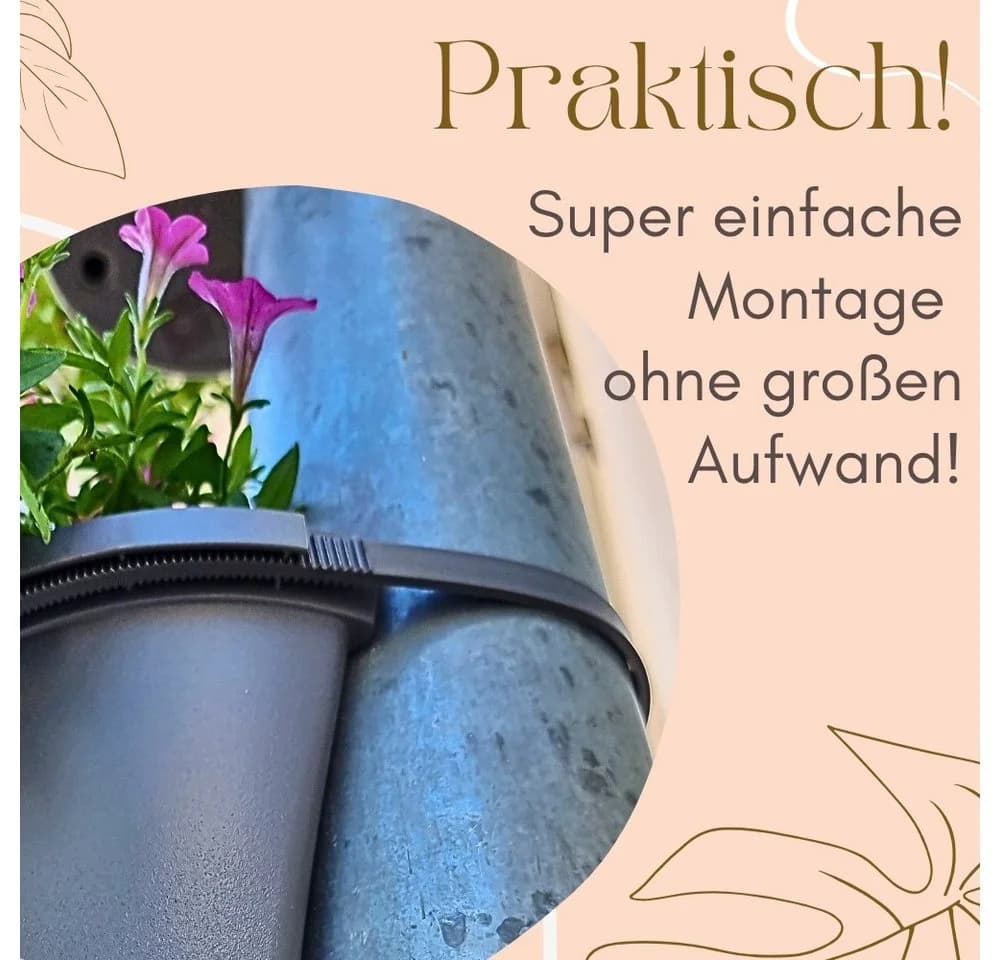 GarPet Blumentopf 4er Set Grau für Regenrohr - Bild 4