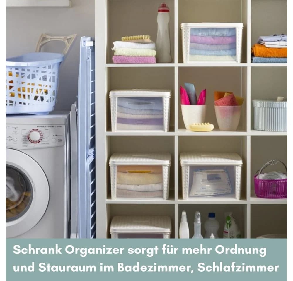 GarPet Aufbewahrungsbox 4er Set mit Deckel & Frontöffnung Braun Rattan-Optik - Bild 3