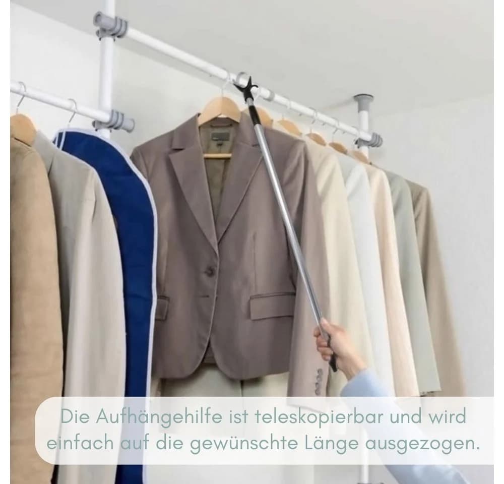 GarPet Teleskopstange mit Haken Silber/Schwarz Ausziehbar - Bild 5
