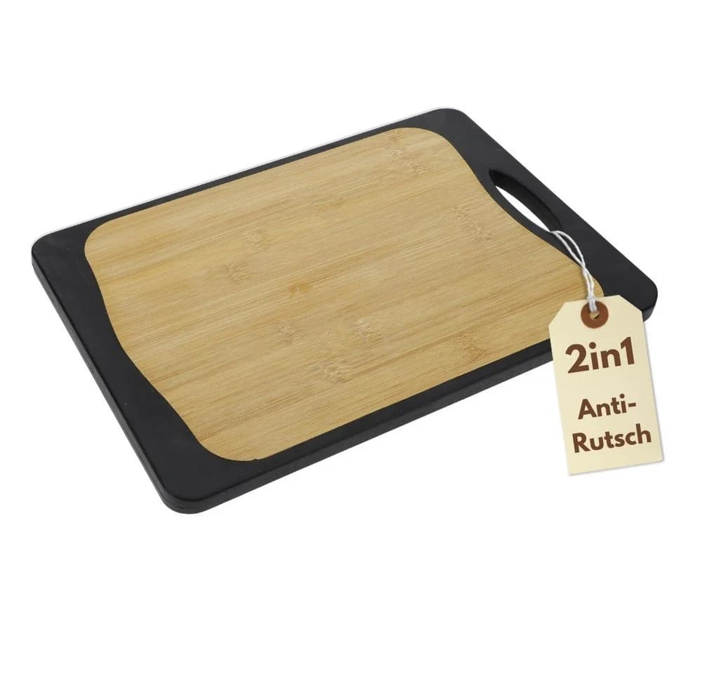 GarPet Schneidebrett 2in1 Bambus & Kunststoff Schwarz mit Anti-Rutsch - Bild 2