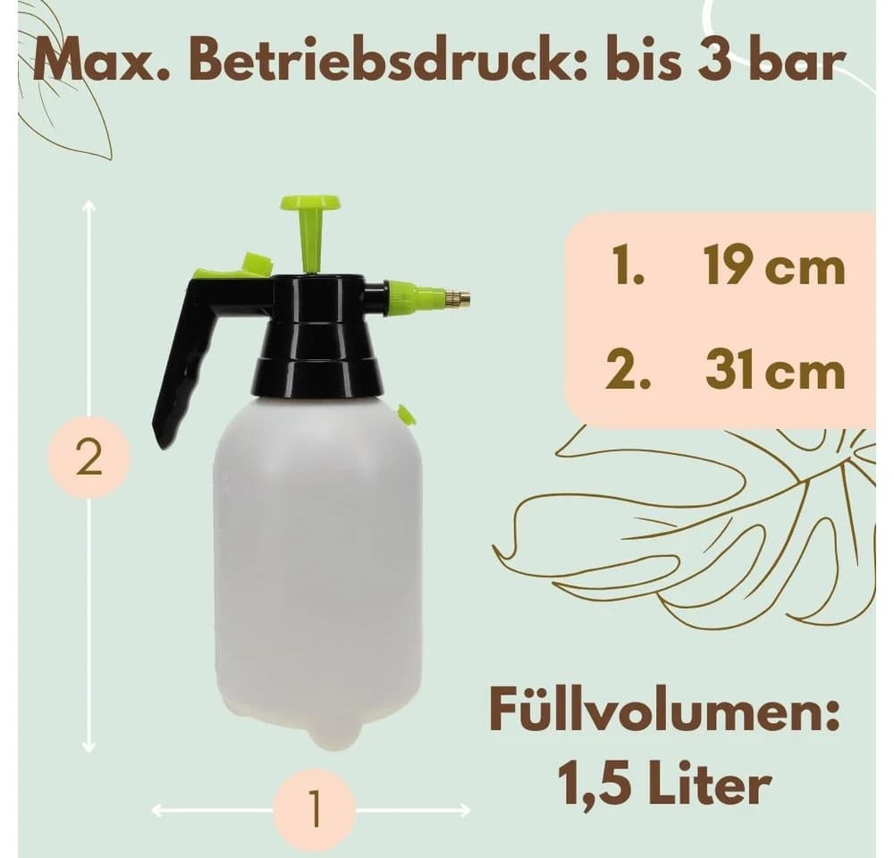 GarPet Drucksprühgerät 2er Set 1,5 L Sprühflasche Pumpflasche