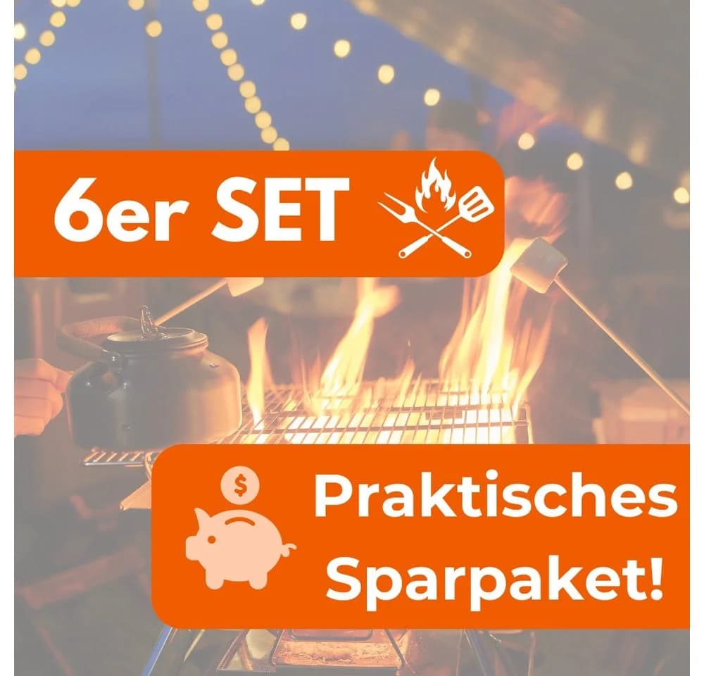 GarPet Lagerfeuer-Grillspieß 6er Set 100cm Holzgriff Stahl - Bild 4