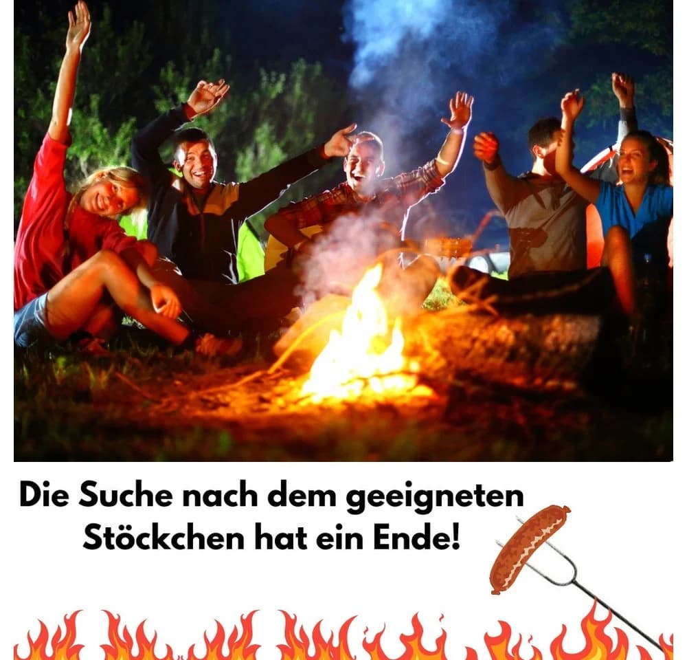 GarPet Lagerfeuer-Grillspieß 6er Set 100cm Holzgriff Stahl - Bild 5