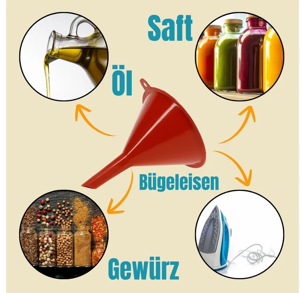 GarPet Trichterset 8-teilig Rot Kunststoff mit Aufhängeöse - Bild 5