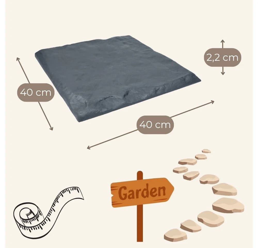 GarPet Klickfliesen 8er Set Trittplatten Garten Anthrazit Kunststoff