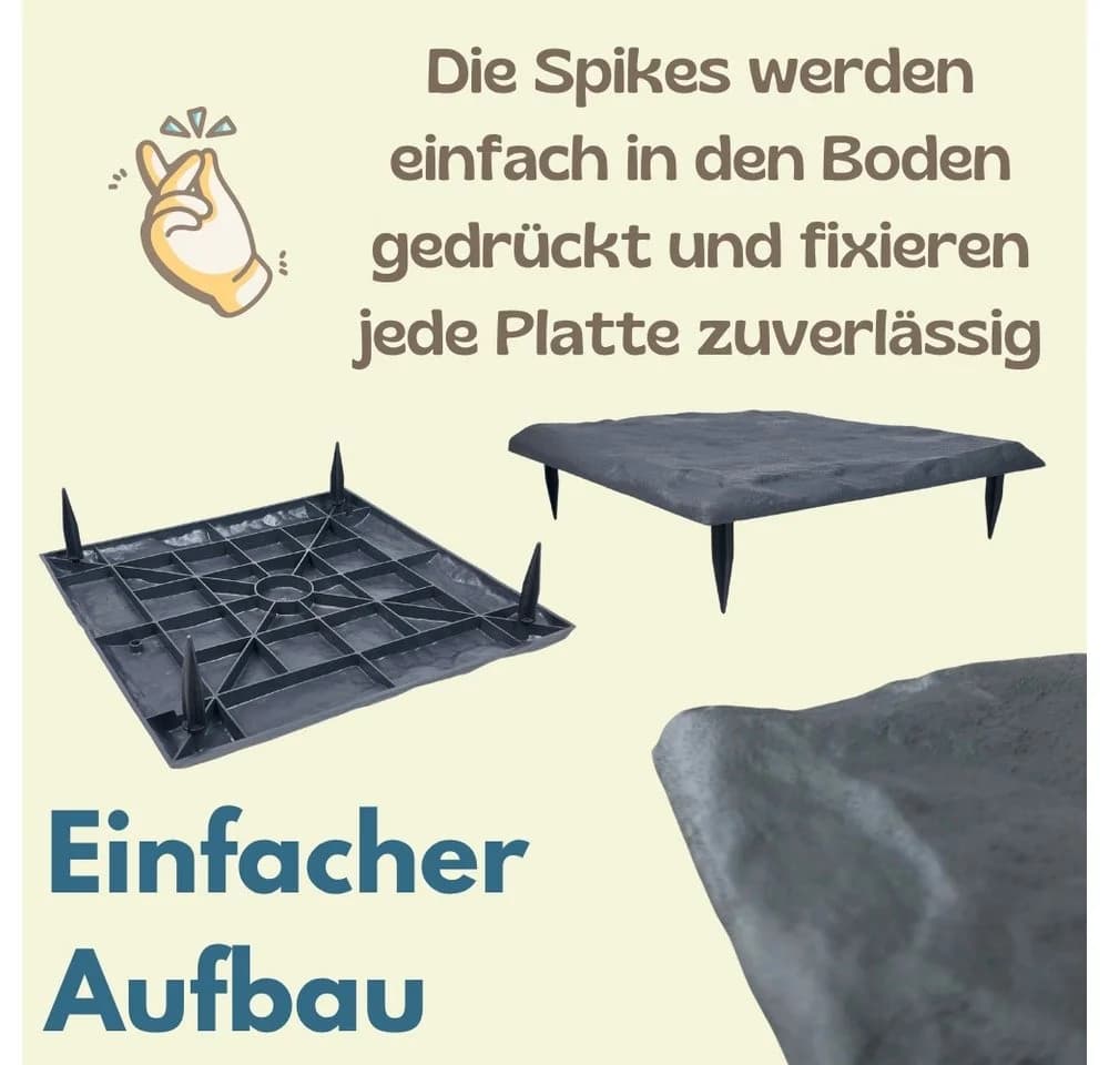 GarPet Klickfliesen 8er Set Trittplatten Garten Anthrazit Kunststoff - Bild 4
