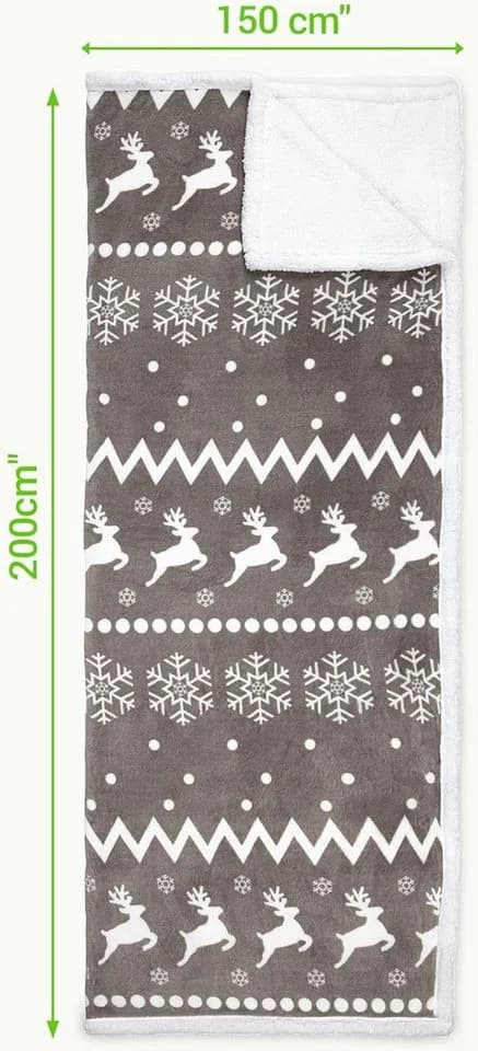 JEMIDI Kuscheldecke Sherpa Norweger Design Taupe 150x200 cm - Bild 3