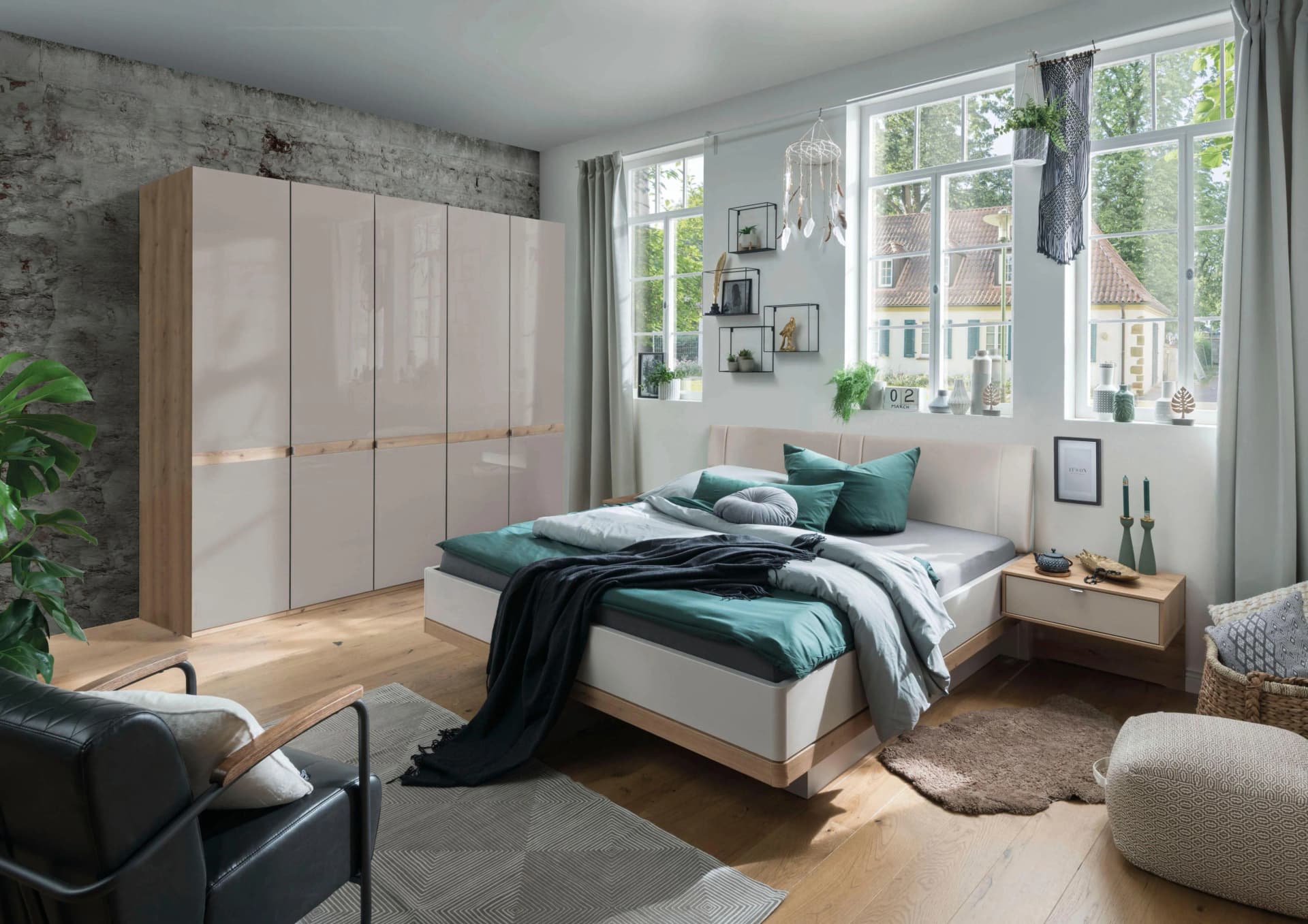 Futonbett WIEMANN Barcelona Polsterkopfteil Braun Beige