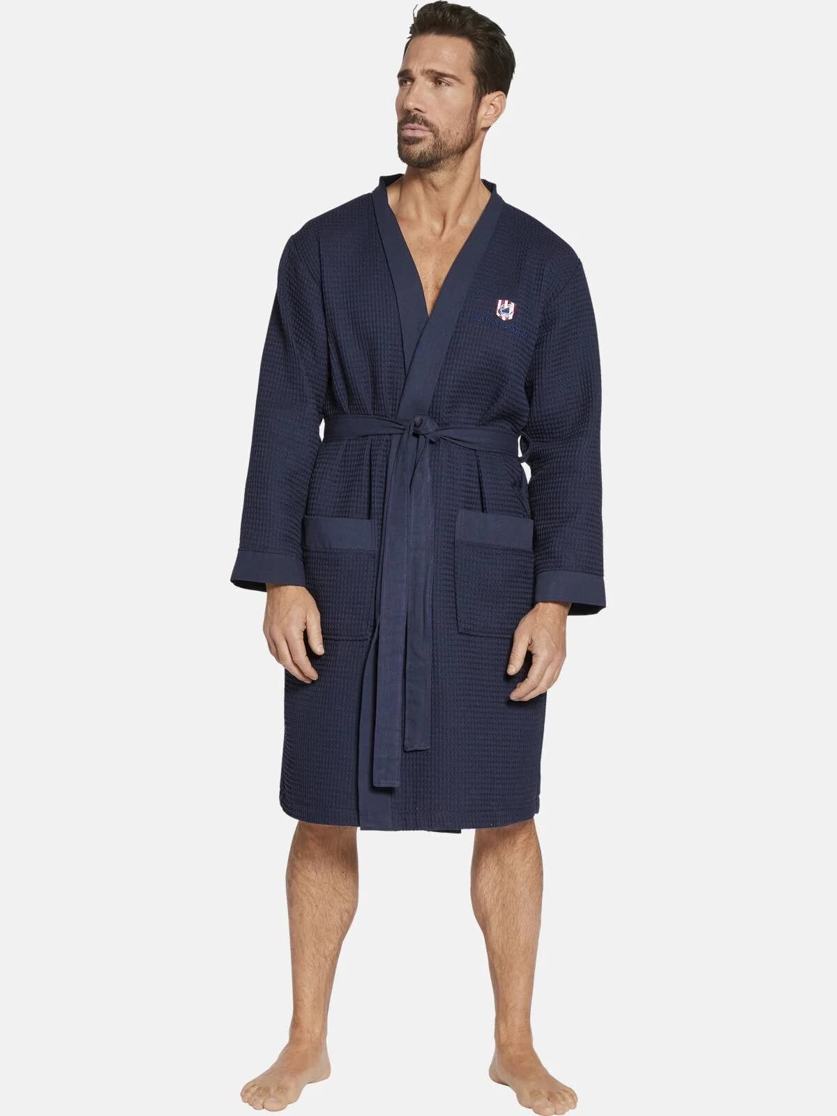 Jan Vanderstorm Bademantel ARETTI Dunkelblau XL 100% Baumwolle