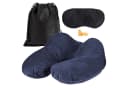 EAZY CASE Aufblasbares Nackenhörnchen Schwarz mit Stoffbezug und Reise-Set Bild 2