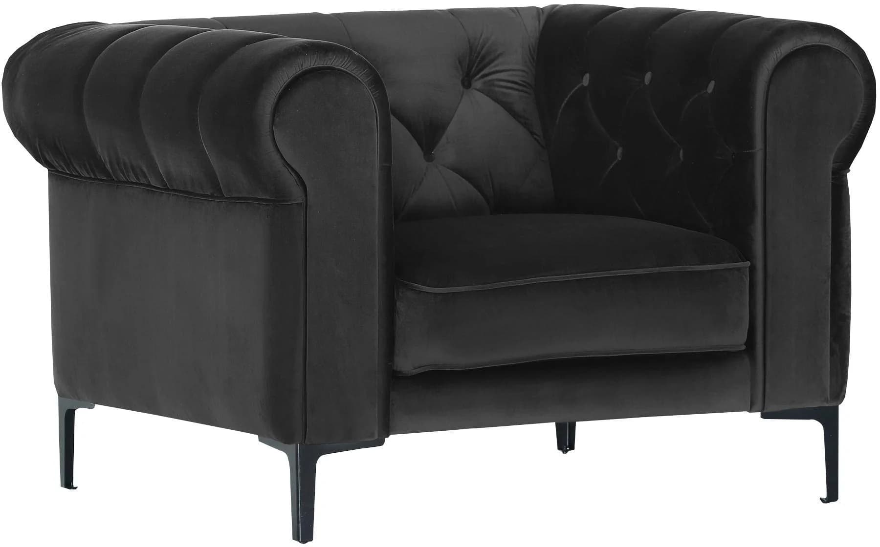 GUTMANN FACTORY Chesterfield-Sessel Schwarz Samtoptik