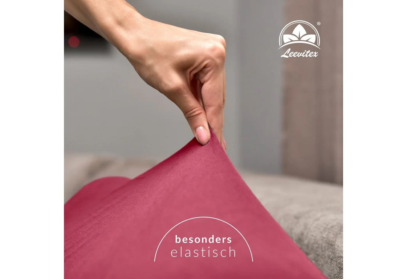 leevitex Spannbettlaken Topper 180x200-200x220 Jersey Baumwolle Rot - Bild 3