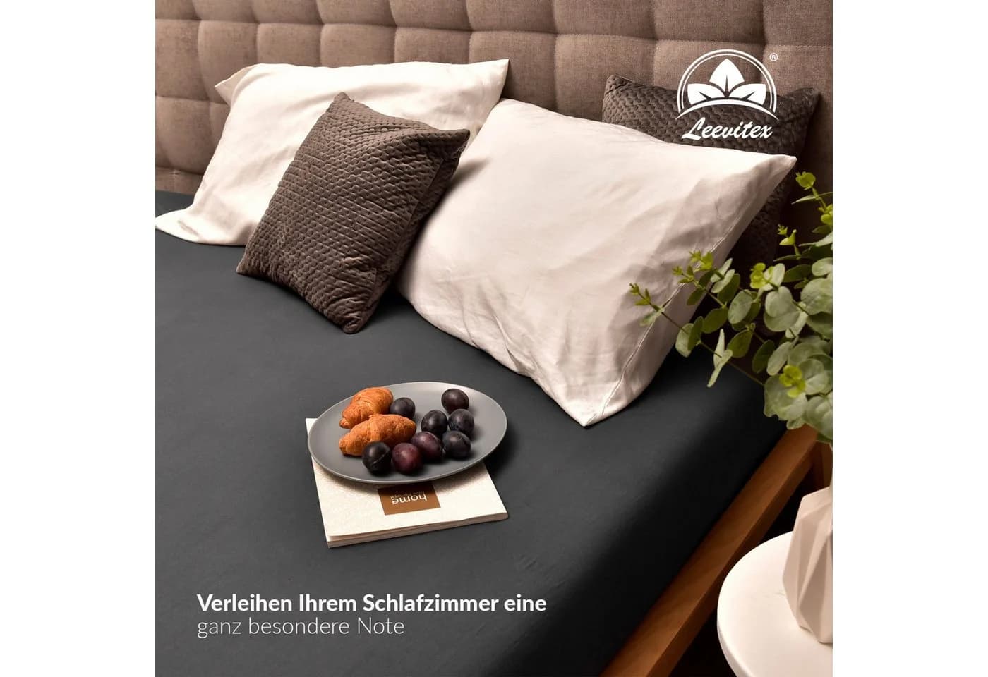 leevitex Spannbettlaken für Topper 100% Baumwolle Grau - Bild 4