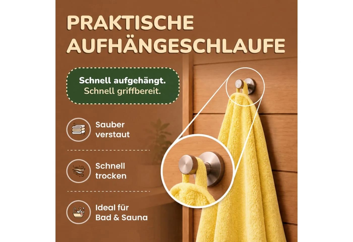 leevitex® Saunatuch 80x200 cm 100% Baumwolle Gelb Gestreift 2er Set - Bild 5