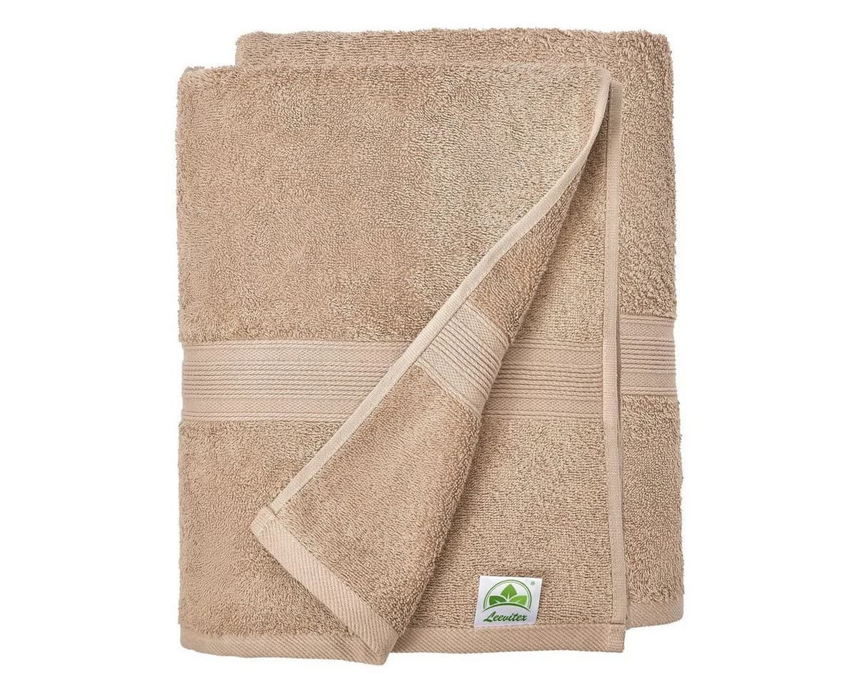 leevitex® Saunatuch Frottee XXL 2-tlg. Beige/Braun Extra Groß - Bild 2