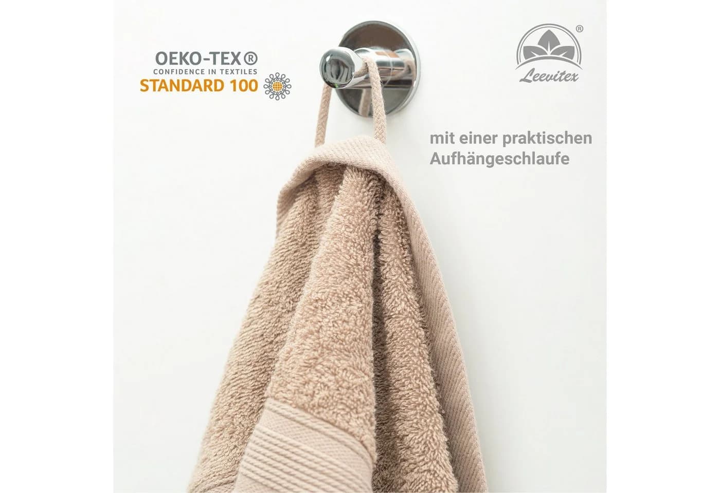 leevitex® Saunatuch Frottee XXL 2-tlg. Beige/Braun Extra Groß - Bild 3