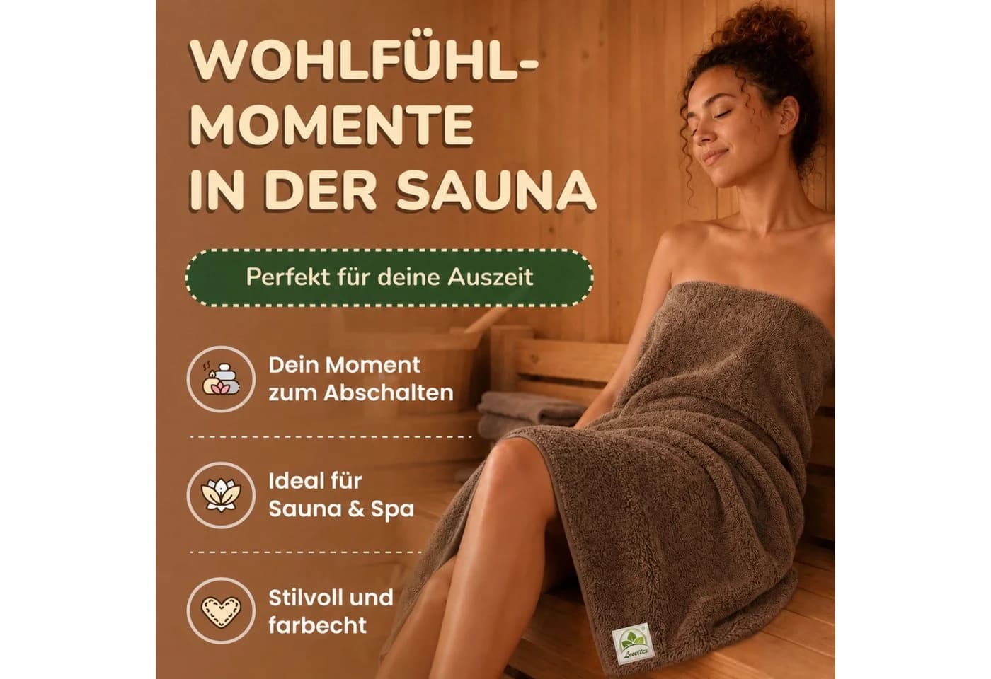 leevitex® Saunatuch Frottee XXL 2-Stück Schokobraun