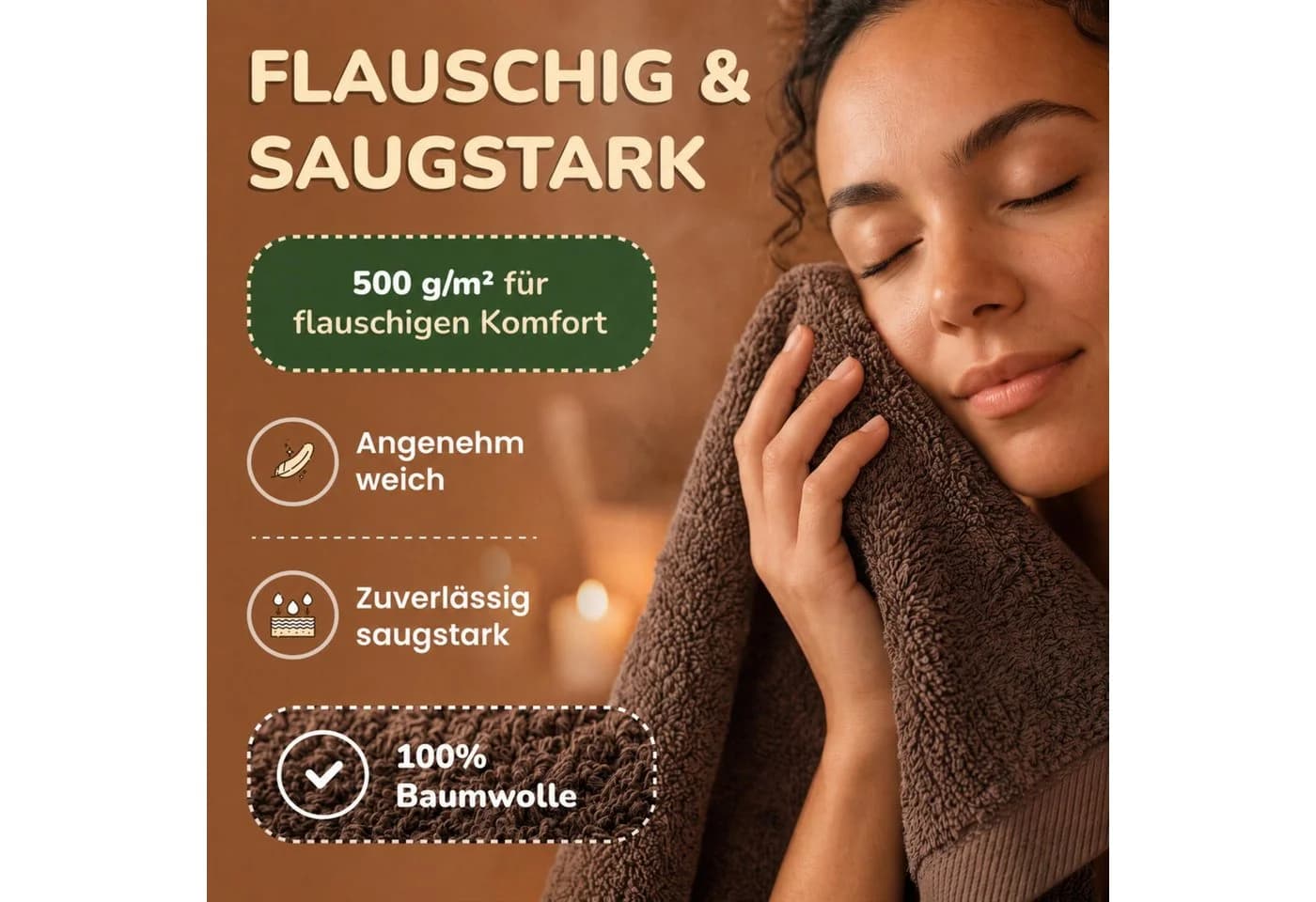 leevitex® Saunatuch Frottee XXL 2-Stück Schokobraun - Bild 4