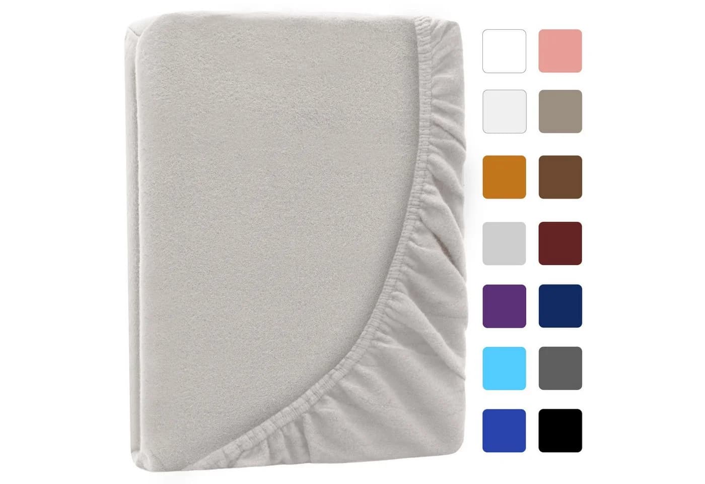 NatureMark Spannbettlaken Winter Thermo Fleece 80% Baumwolle 20% Polyester Gummizug Naturweiß